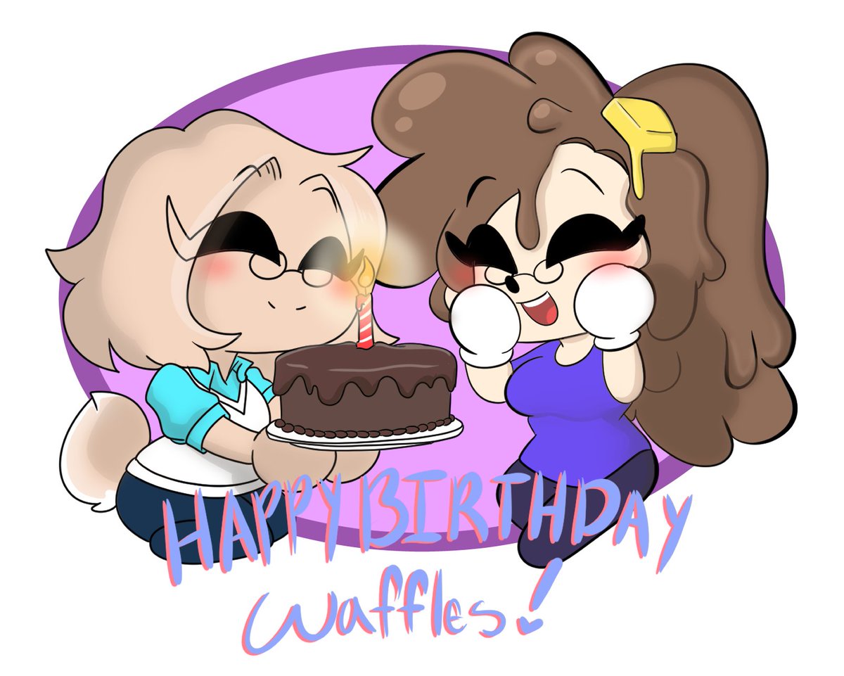 HAPPY BIRTHDAY <a href="/MrsWaffles05/">Tired Waffle</a> :3 
#happybirthday #myart #bestie #waffles