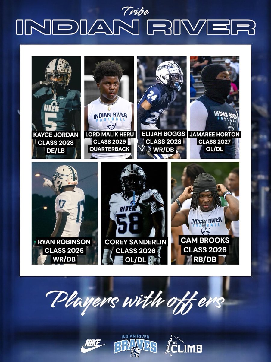 Indian River is a diamond in the rough — but not for long.
The talent is real, the culture is shifting, and the future is bright on Braves Trail.
Don’t wait until it’s obvious — Recruit River now.
#TRIBE #IndianRiverFootball #RecruitTheTribe #RecruitIndianRiver  🏹🏈