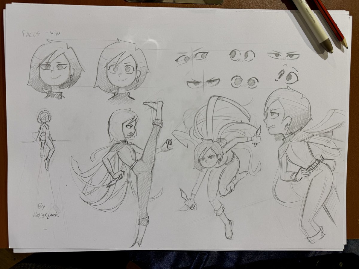 ClarkHelio's tweet image. So I did some concept arts. 
Exploring that's it. 

No details yet: What will be the size of the bottles in her belt? Where should her coins be? 
What shape should the cape be? Where shoul her Glass daggers be? 

No answer yet.