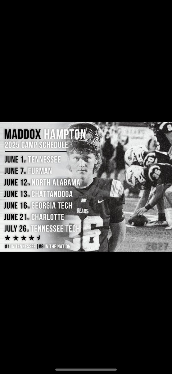 MADDOX HAMPTON (@maddoxhamp_ls) on Twitter photo Let’s Go Campin’. Ready to work- Iron Sharpens Iron! First Up - Rocky Top.
Shout out to Big Cat for the Great Graphic.
<a href="/CoachCrab/">Evan Crabtree</a> <a href="/CSpangDB/">Tommy Spangler</a>
<a href="/Coach_LukeRoth/">Luke Roth</a> <a href="/CoachWShafer/">Wolf Shafer</a> <a href="/CoachTimSalem/">Tim Salem</a> <a href="/CoachOrrock/">Danny Orrock</a> <a href="/CoachA_Minor/">Coach Austin Minor</a> <a href="/DFloyd02/">Damon Floyd</a> <a href="/BradleyBearsFB/">Bradley Football</a> <a href="/bstandifer03/">Brett Standifer</a> Let’s Go Campin’. Ready to work- Iron Sharpens Iron! First Up - Rocky Top.
Shout out to Big Cat for the Great Graphic.
<a href="/CoachCrab/">Evan Crabtree</a> <a href="/CSpangDB/">Tommy Spangler</a>
<a href="/Coach_LukeRoth/">Luke Roth</a> <a href="/CoachWShafer/">Wolf Shafer</a> <a href="/CoachTimSalem/">Tim Salem</a> <a href="/CoachOrrock/">Danny Orrock</a> <a href="/CoachA_Minor/">Coach Austin Minor</a> <a href="/DFloyd02/">Damon Floyd</a> <a href="/BradleyBearsFB/">Bradley Football</a> <a href="/bstandifer03/">Brett Standifer</a>