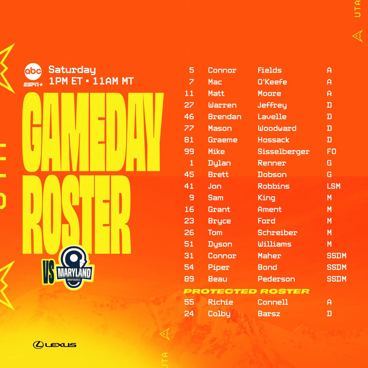 PLLArchers's tweet image. Target Acquired: Week One 🎯
Saturday
11AM MT/1PM ET
ABC/ESPN+