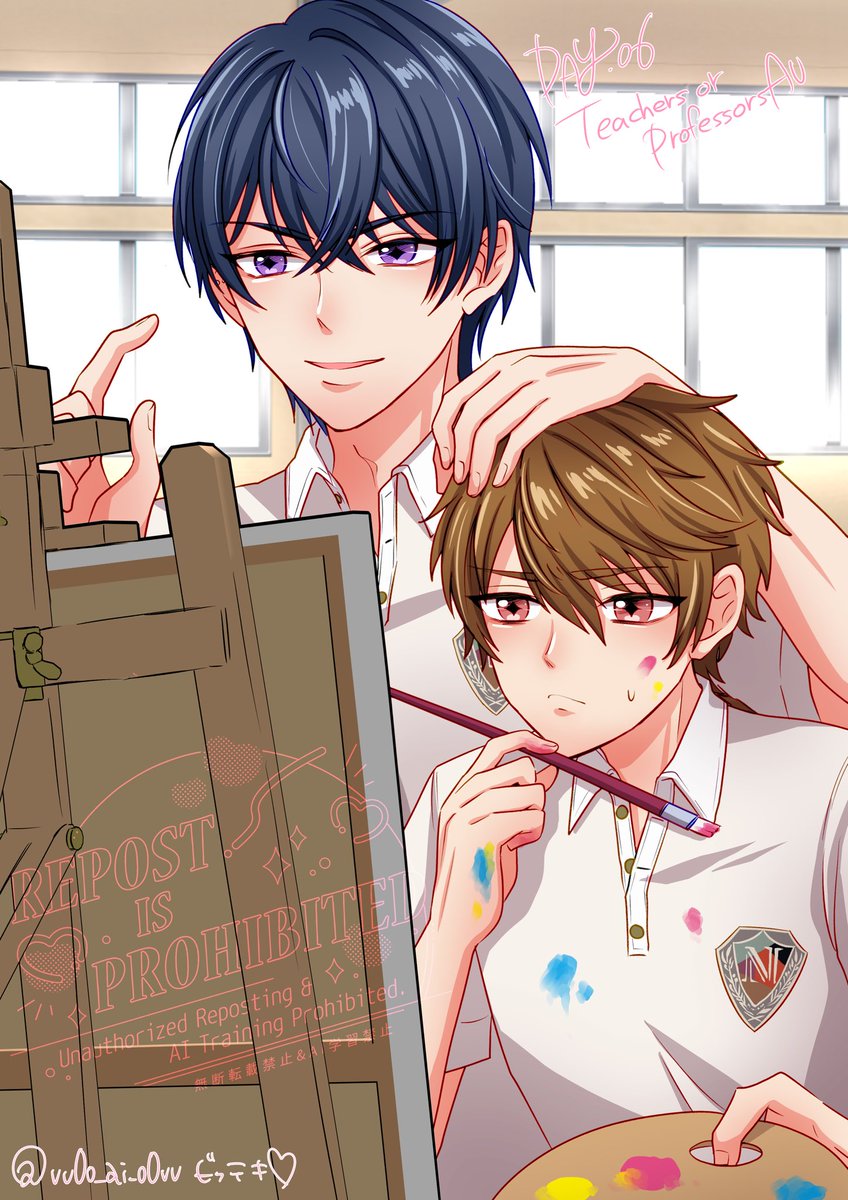 Day.6💜💛 Teachers or Professors AU

美術の課題が終わらないLUKEと指導してくれるマリウス先生の図🖌🎨
 #MariLukeWeek2025  #Mariluke