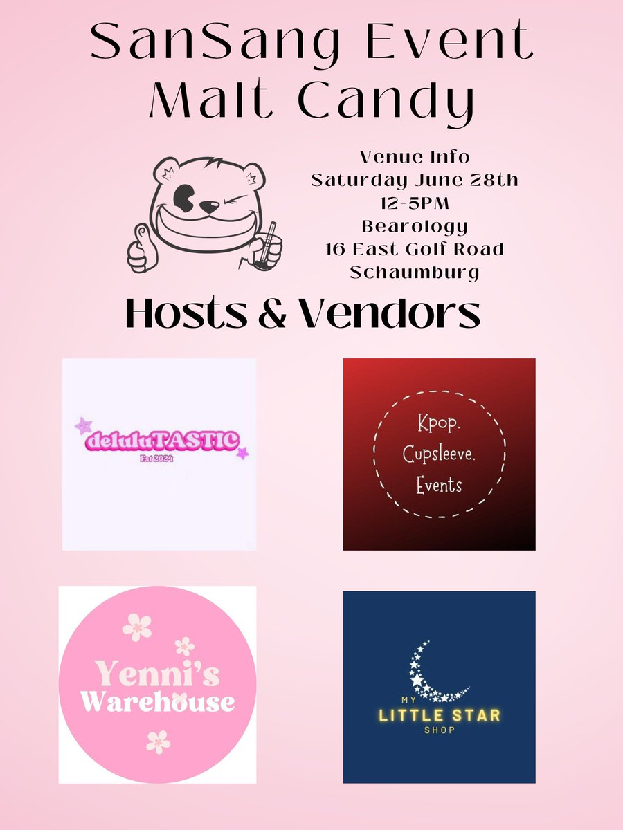 #AtinyinIL Come celebrate #SanSang with us on June 28th at Bearology in Schaumburg from 12-5PM! 

Lets talk comeback, trade cards, and partake in one of a kind items from vendors. 

Hope to see everyone there on the 28th!

Pls RT <a href="/kpopcupsleeves/">kpop.cupsleeve.events</a> <a href="/Chi_CupSleeve/">Chicago Cup Sleeve Events</a> <a href="/TheKpopverse/">The Kpopverse</a>