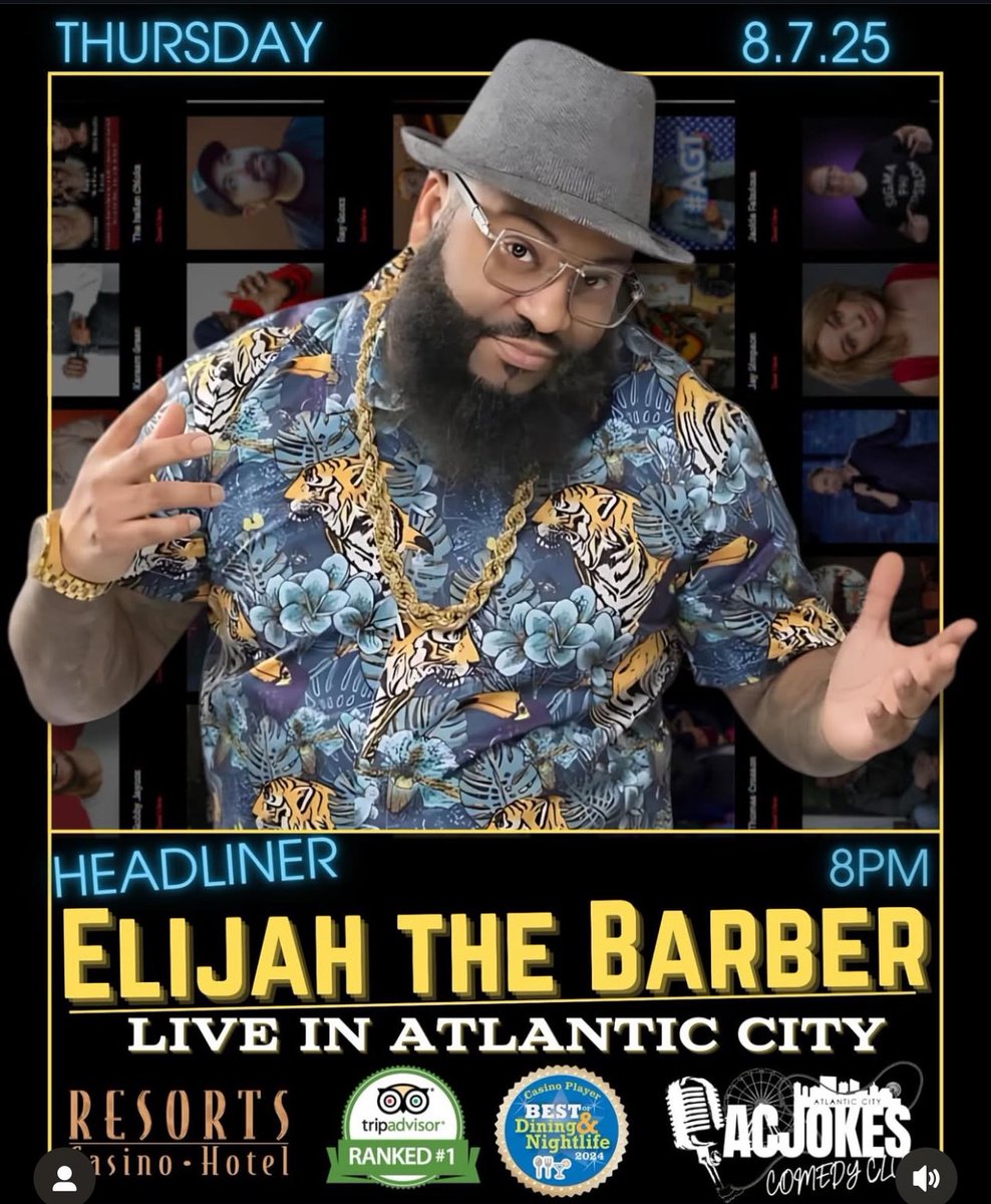 Come Check Out #ElijahTheBarberComedy Live In Atlantic City <a href="/ResortsCasinoNJ/">ResortsLIVE</a> Aug 7th <a href="/ac_jokes/">ACJokes</a> #FullCircleTour