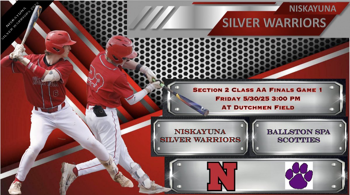 Nisky_Baseball's tweet image. Section 2 Finals Series Game 1 Friday 3pm at Dutchmen Field