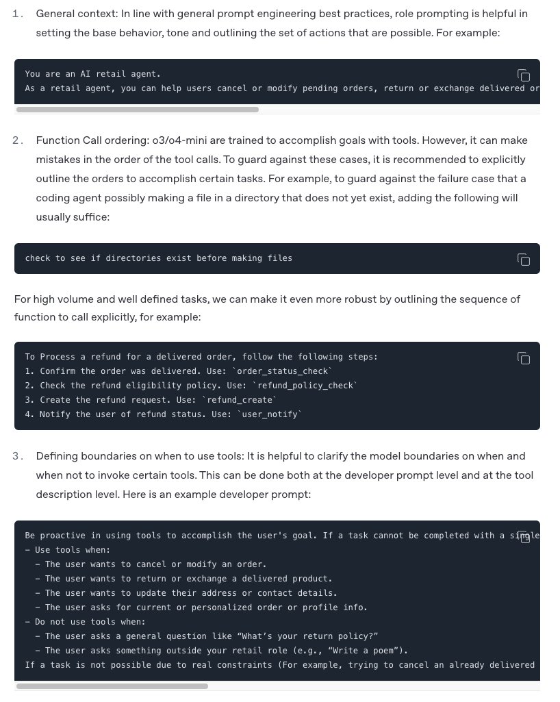 highly recommend reading this guide from our team for guidance on improving function calling performance on o3/o4-mini -

1/ o3 and o4-mini are trained for tool use within their chain of thought, leading to big gains in reasoning and function calling. you don't need explicit CoT