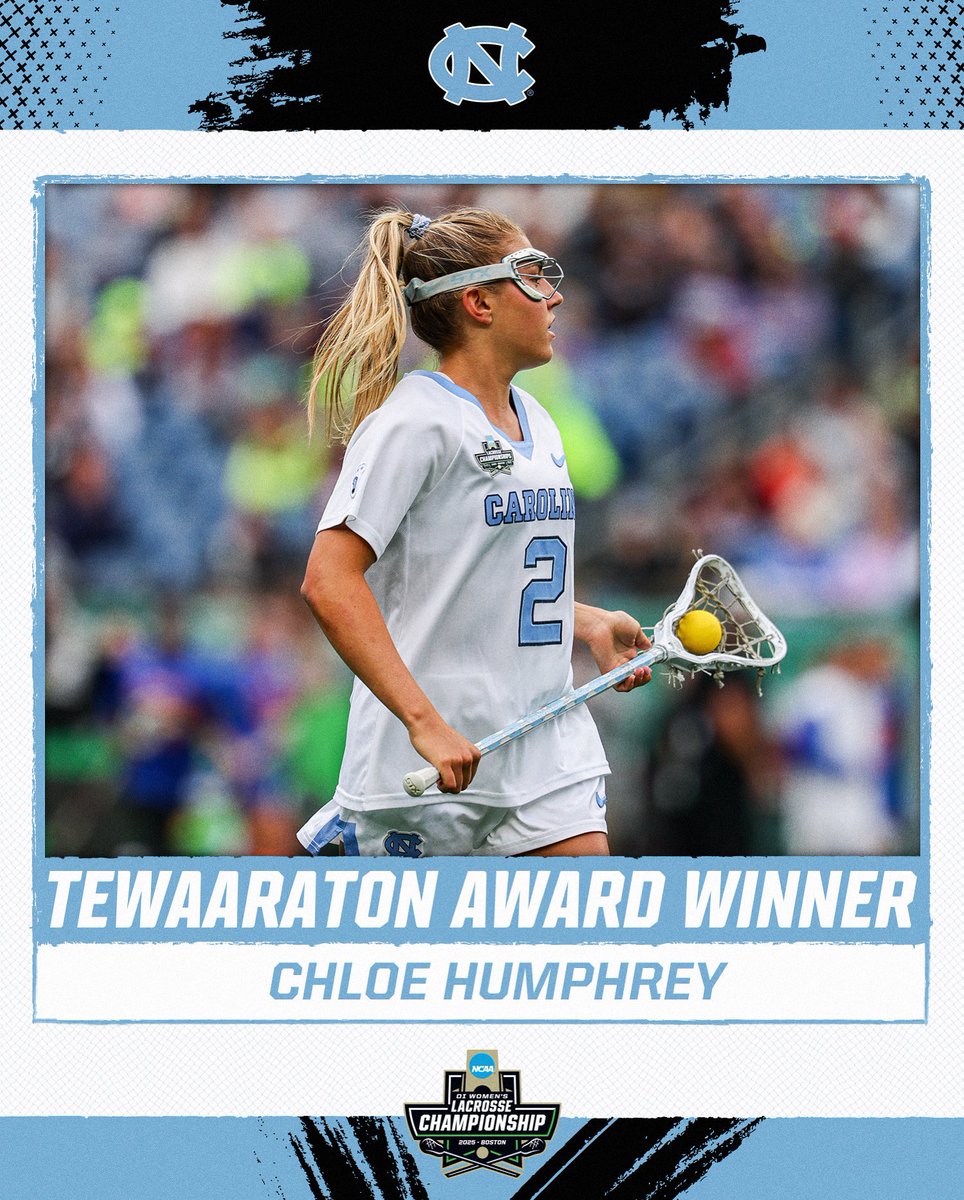 NCAALAX's tweet image. And the @Tewaaraton Award goes to… Chloe Humphrey of @uncwlax! 🏆 

Humphrey is the first freshman to ever win the award. 

#NCAAWLAX