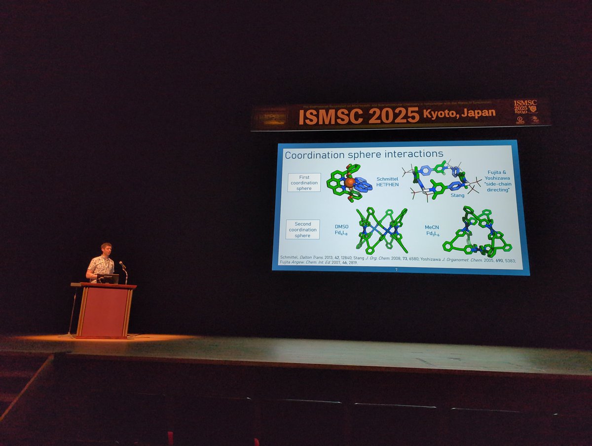 Steve Goldup (@sgoldup) on Twitter photo Awesome #ismsc2025 lecture from my <a href="/UoBChemistry/">UoBChemistry</a> colleague <a href="/LewisChemistry/">Jamie Lewis</a> on controlling the formation of low symmetry cages by understanding subtle interactions. Beautiful science presented using beautiful slides (as ever)! Awesome #ismsc2025 lecture from my <a href="/UoBChemistry/">UoBChemistry</a> colleague <a href="/LewisChemistry/">Jamie Lewis</a> on controlling the formation of low symmetry cages by understanding subtle interactions. Beautiful science presented using beautiful slides (as ever)!