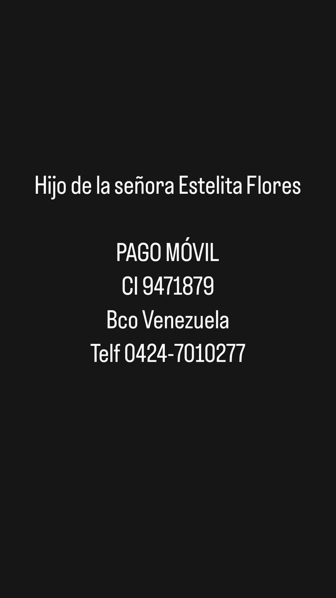 Buenas noches. La señora Estelita Flores tiene 86 años y sufrió una caída fracturándose el fémur. Debe comprar un tornillo, el cual tiene un costo de $680 y lamentablemente no cuentan con los recursos. Su familia nos envía su campaña apelando a la solidaridad y ver si logra