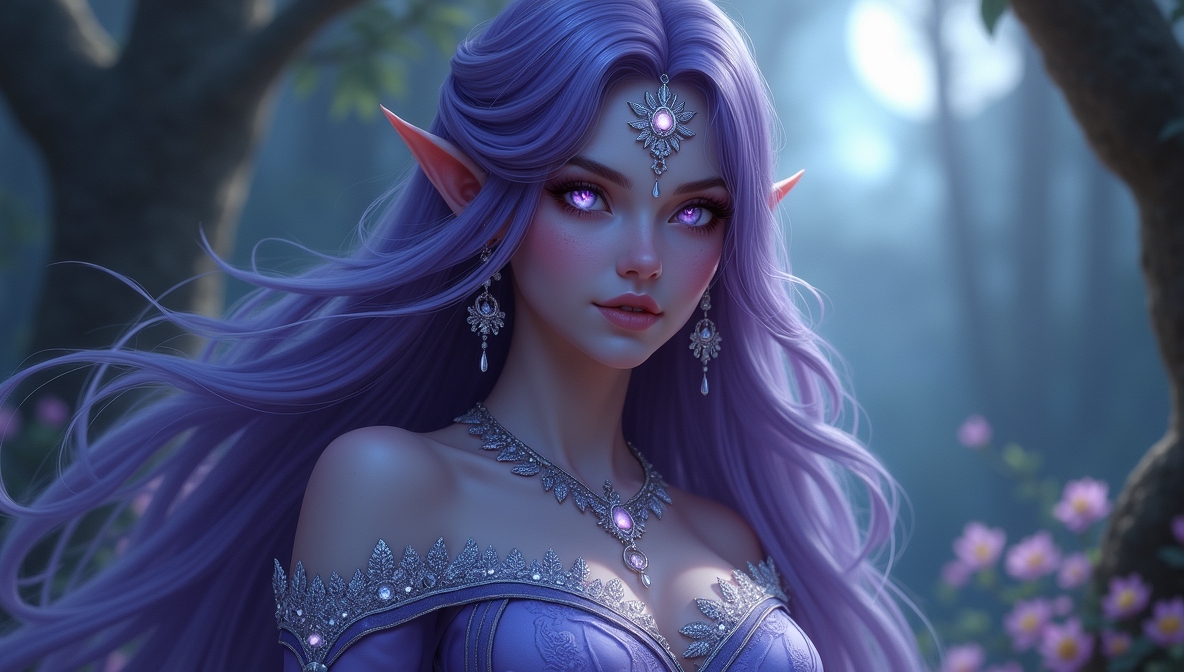 Flotal1ty's tweet photo. QT your Princess
🌙 Regal grace in shadow and moonlight — a Night Elf princess with glowing white eyes, deep violet hair, and radiant lilac skin. A vision from a forgotten forest realm. ✨🌌 #FantasyArt #NightElf #ElvenQueen #MagicalPortrait https://t.co/xNwEOarriR