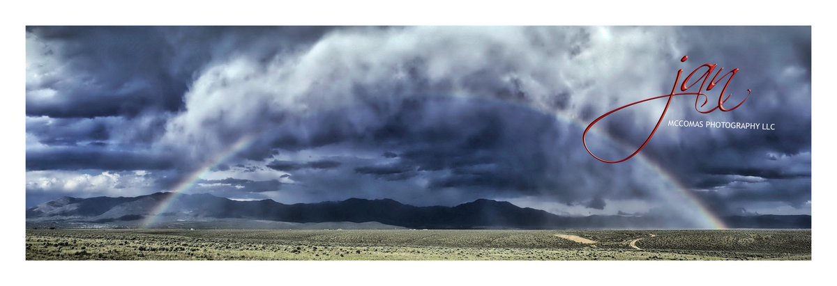 JanMcComas's tweet photo. "Chaos and Color in the Highlands" 

I love thunderstorms, rain and rainbows. I was so happy to get this rainbow under the grumpy sky. I get some people shots from my property 💜 https://t.co/LrIFfJqRL8