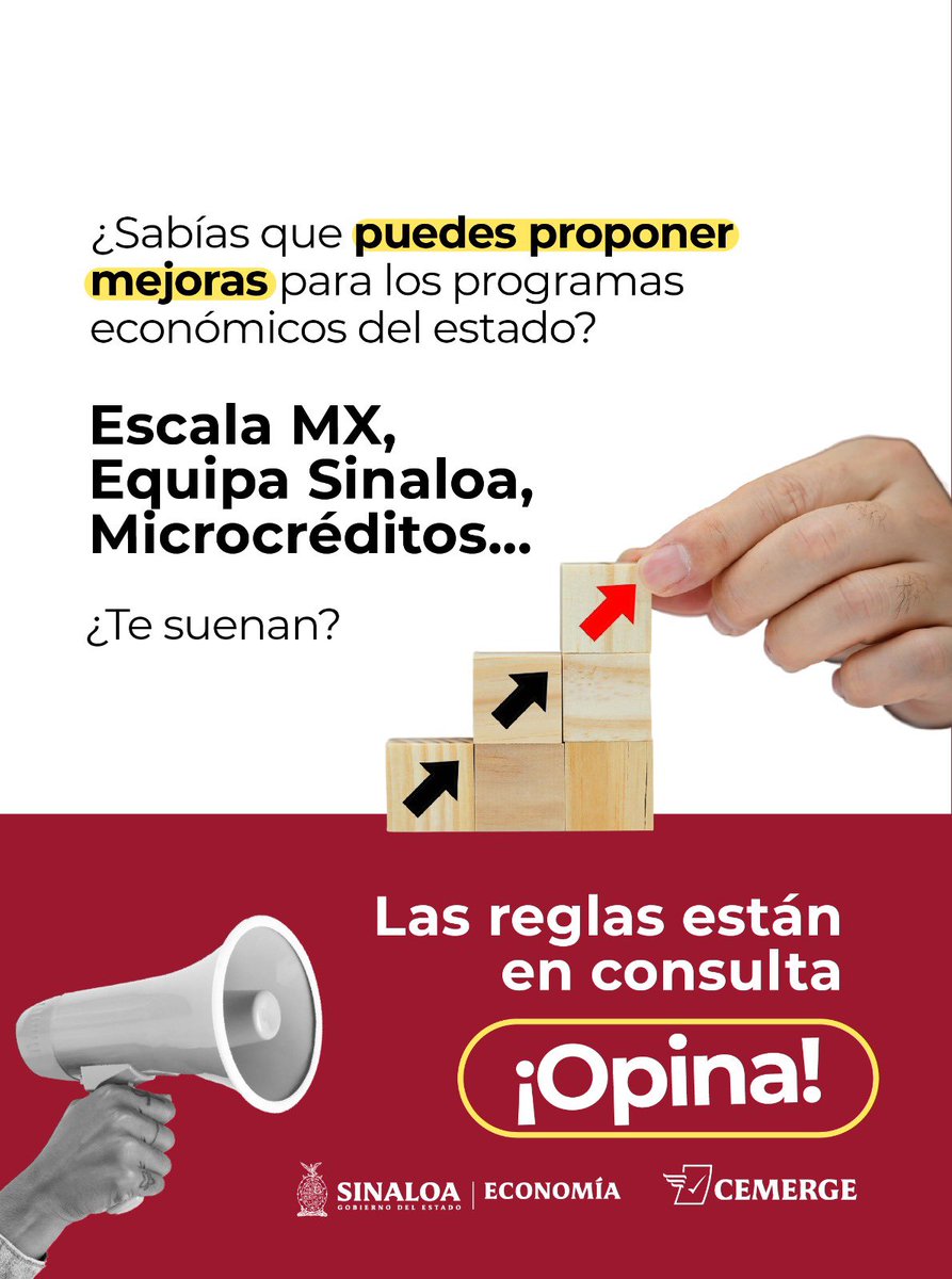 ¿Ya participaste en la Consulta Pública de Mejora Regulatoria? Recuerda que tienes hasta el 11 de junio para hacer escuchar tu voz. Entra a la página cemerge.gob.mx y ayuda a mejorar los trámites con tu opinión. ¡No lo dejes pasar!