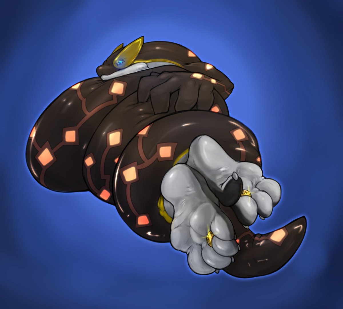 Seems like I've been claimed by a big Naga! Claiming me for all I'm worth in one swift motion coiling me up and leaving those paws out helpless just for anyone to see!
Naga Cendyne
Art by Ansta
