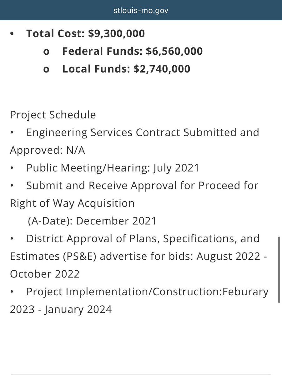 Tower Grove Connector…..construction was supposed to start 2 years ago.   Still hadn’t.   Why?