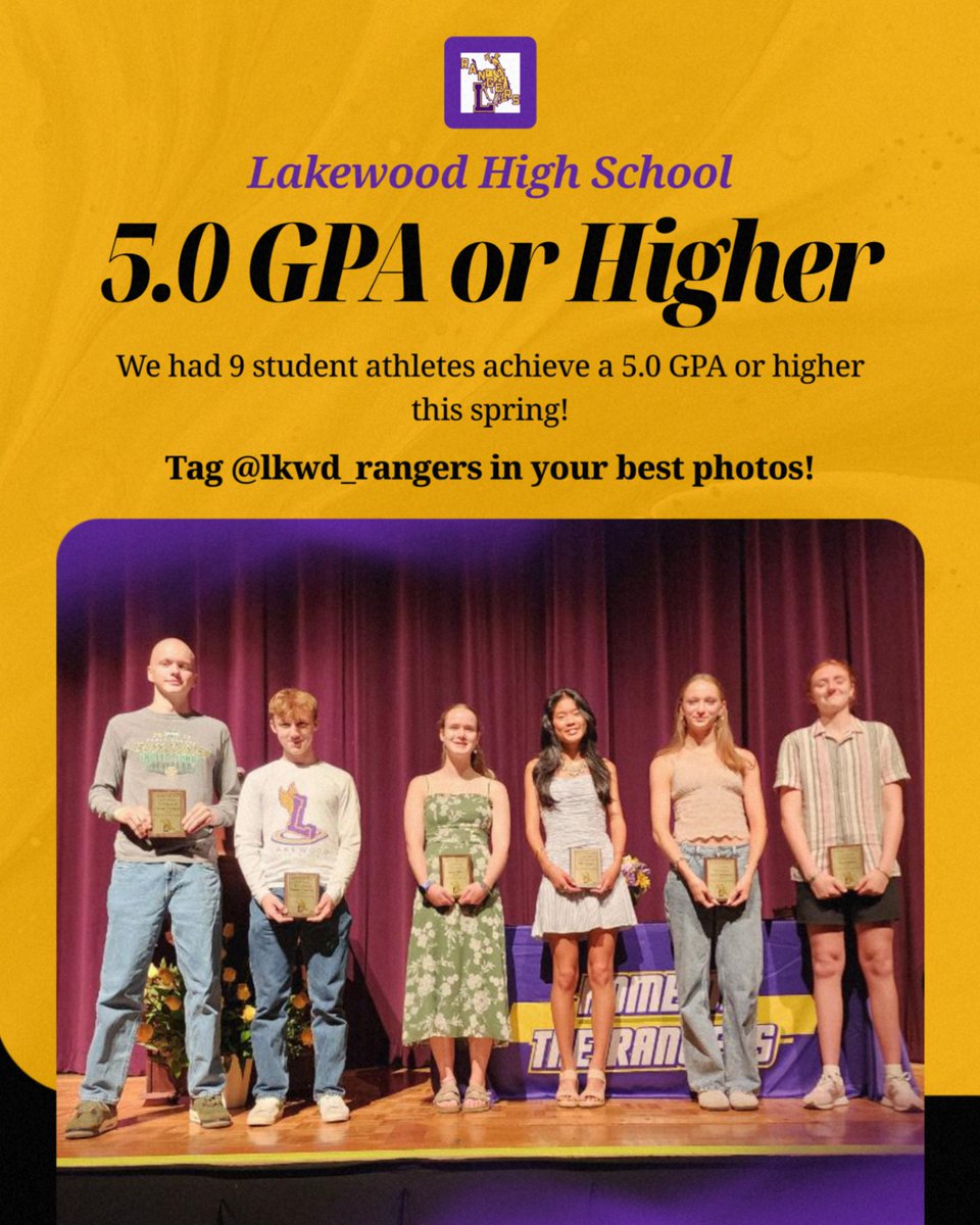We had 258 students participating in a Spring sport.  Of those 258, 192 students had a GPA of 3.0 or above; 153 had a 3.5 GPA or above; 97 had a 4.0 or above, and 9 achieved a 5.0 or above GPA!!