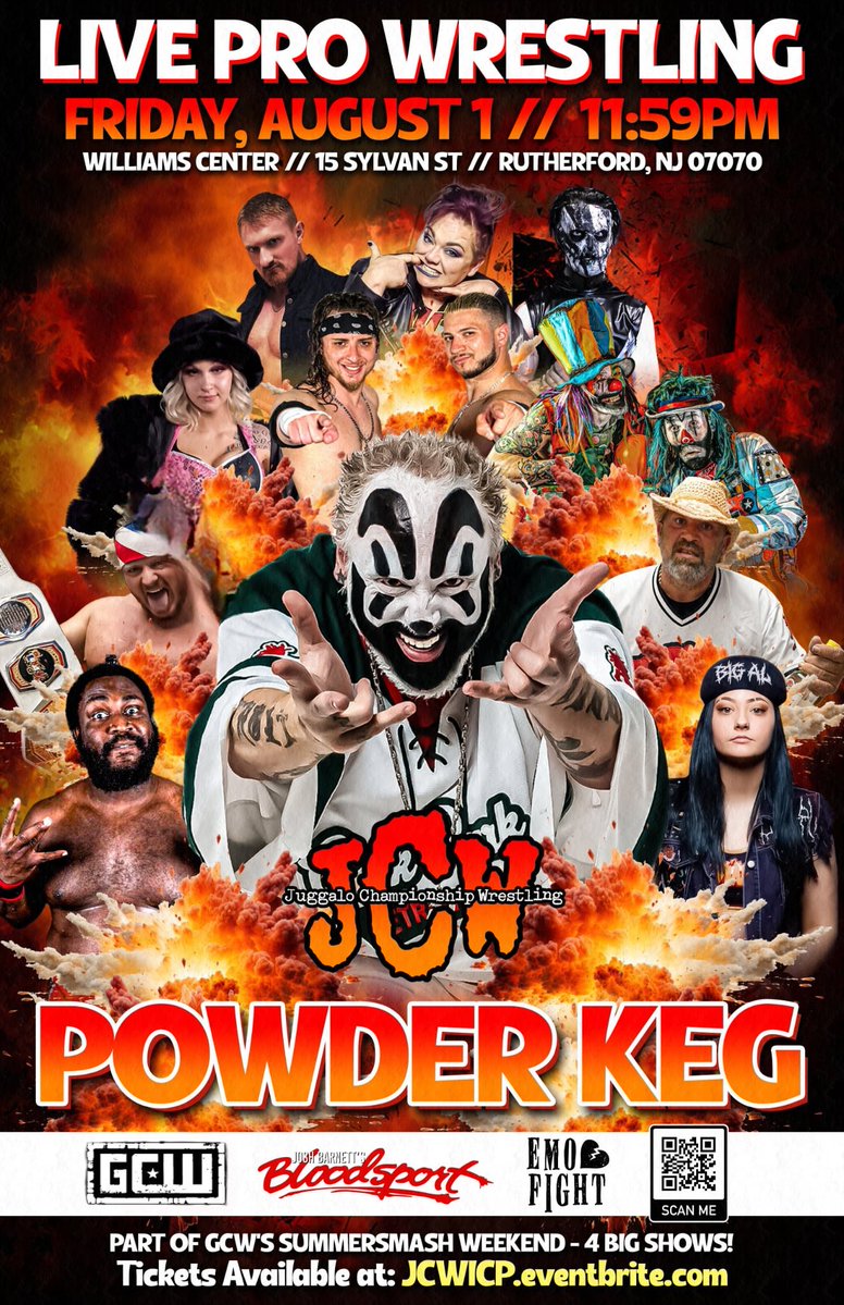 GameChangerWrestling (@gcwrestling_) on Twitter photo Tickets for SummerSmash Weekend in Rutherford NJ go On Sale Friday at 10AM!
Fri 8/1 - 8PM: Hit Em Up
GCWHIT25.EVENTBRITE.COM
Fri 8/1 - 1159PM: <a href="/RealJCW/">Juggalo Wrestling</a>
JCWICP.EVENTBRITE.COM
Sat 8/2 - 1PM: Bloodsport
JBBSXIV.EVENTBRITE.COM
Sat 8/2 - 11PM: Emo Fight
EMOFIGHT.EVENTBRITE.COM Tickets for SummerSmash Weekend in Rutherford NJ go On Sale Friday at 10AM!
Fri 8/1 - 8PM: Hit Em Up
GCWHIT25.EVENTBRITE.COM
Fri 8/1 - 1159PM: <a href="/RealJCW/">Juggalo Wrestling</a>
JCWICP.EVENTBRITE.COM
Sat 8/2 - 1PM: Bloodsport
JBBSXIV.EVENTBRITE.COM
Sat 8/2 - 11PM: Emo Fight
EMOFIGHT.EVENTBRITE.COM
