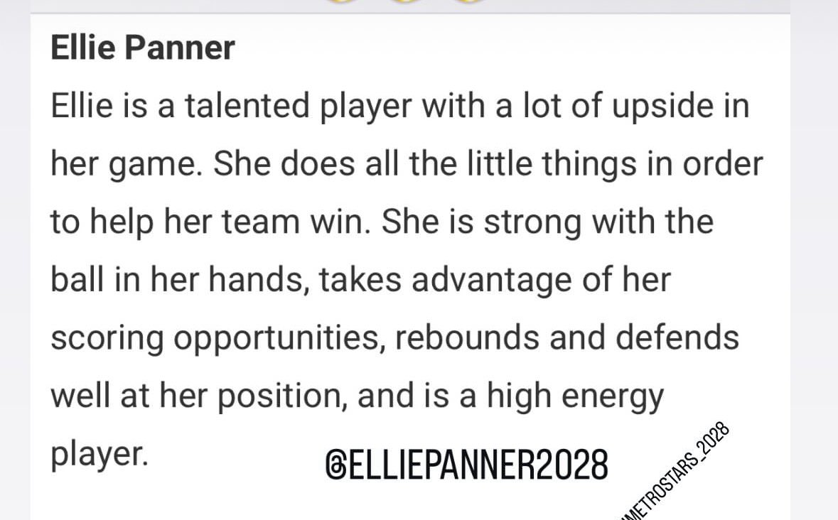 Ellie Panner (@elliepanner2028) on Twitter photo Thank you for the kind words ๐ Iโve been putting in the work! ๐ช๐ <a href="/JrAllStarBB/">Jr. All-Star Girls Basketball</a> <a href="/MnMetroStars/">MN Metro Stars</a> <a href="/MtkaGHoops/">Tonka Girls Hoops</a> <a href="/DreJtcelite/">Coach Dre Jefferson</a> Thank you for the kind words ๐ Iโve been putting in the work! ๐ช๐ <a href="/JrAllStarBB/">Jr. All-Star Girls Basketball</a> <a href="/MnMetroStars/">MN Metro Stars</a> <a href="/MtkaGHoops/">Tonka Girls Hoops</a> <a href="/DreJtcelite/">Coach Dre Jefferson</a>