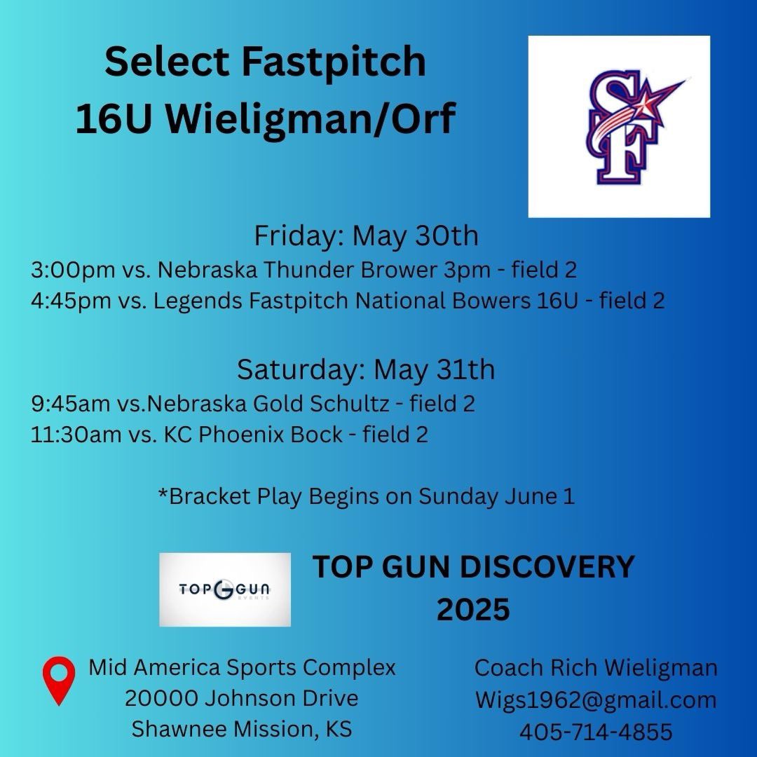 Harper Allin 2027 RHP/1B (@allinharper) on Twitter photo First tournament of the summer! I canβt wait to hit the field with <a href="/SF_Wigs_Orf/">Select Fastpitch 15U Wig/Orf</a> tomorrow! <a href="/TheCoachWigs/">Rich Wieligman</a> <a href="/cnote1616/">βπ πππ β</a> <a href="/ejonesrockchalk/">Eric Jones - Select Fastpitch</a> <a href="/Wigs_Dragon_SF/">Select Fastpitch 15U Wigs</a> <a href="/TopGunEvents/">Top Gun Events</a> <a href="/TGETalent/">Top Gun Events-Talent</a> First tournament of the summer! I canβt wait to hit the field with <a href="/SF_Wigs_Orf/">Select Fastpitch 15U Wig/Orf</a> tomorrow! <a href="/TheCoachWigs/">Rich Wieligman</a> <a href="/cnote1616/">βπ πππ β</a> <a href="/ejonesrockchalk/">Eric Jones - Select Fastpitch</a> <a href="/Wigs_Dragon_SF/">Select Fastpitch 15U Wigs</a> <a href="/TopGunEvents/">Top Gun Events</a> <a href="/TGETalent/">Top Gun Events-Talent</a>