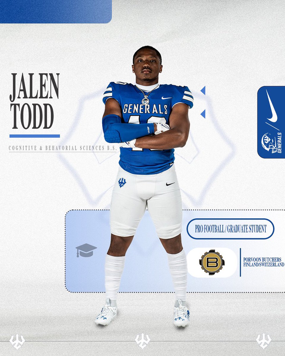 Jalen Todd is taking his talents overseas! With a degree in Cognitive &amp; Behavioral Sciences, Jalen is heading to Finland/Switzerland to play pro football with the Porvoon Butchers while continuing graduate studies. Just getting started! #GWD #GoB16