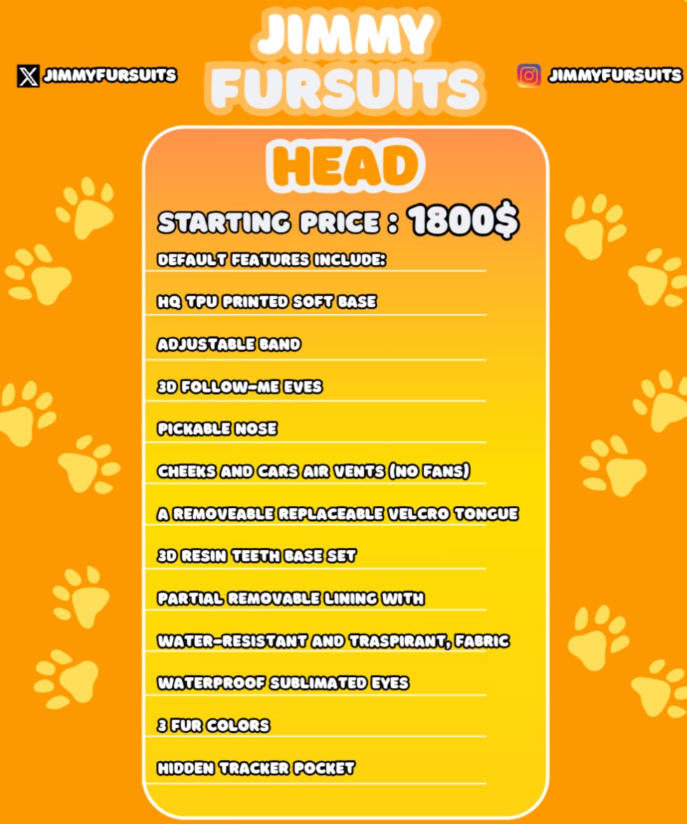 Introducing high-quality custom fursuit head✨

Jimmy Fursuits offers top-tier craftsmanship starting at 1800$, with detailed features and comfort built in. Check out what’s included!

#fursuit #FurryFandom #FursuitMaker #FurryCommunity #fursuiter
#FursuitHead #FursuitFriday
