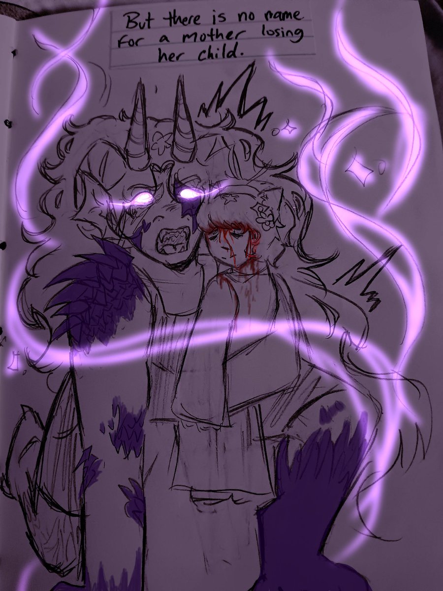 MisaMasked's tweet photo. Misa was only trying to provide the love and care to this child what they didn’t receive themselves, but now Cilo is dead, and it’s all Misa’s fault. There is no word to describe the anger and grief she is feeling. #storiesfromstyx #greekmythology #oc #art #artist #traditionalart https://t.co/UJ9KKod16I