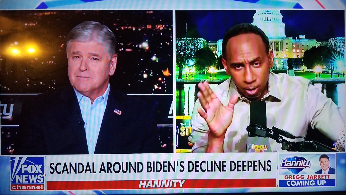 PoliticsOnX's tweet image. 🅱️REAKING: Popular Sports Commentator Stephen A Smith says on FOX News' Hannity Show, "Democrats intentionally lied about Joe Biden's mental decline to circumvent the democratic process."
#ElectionInterference