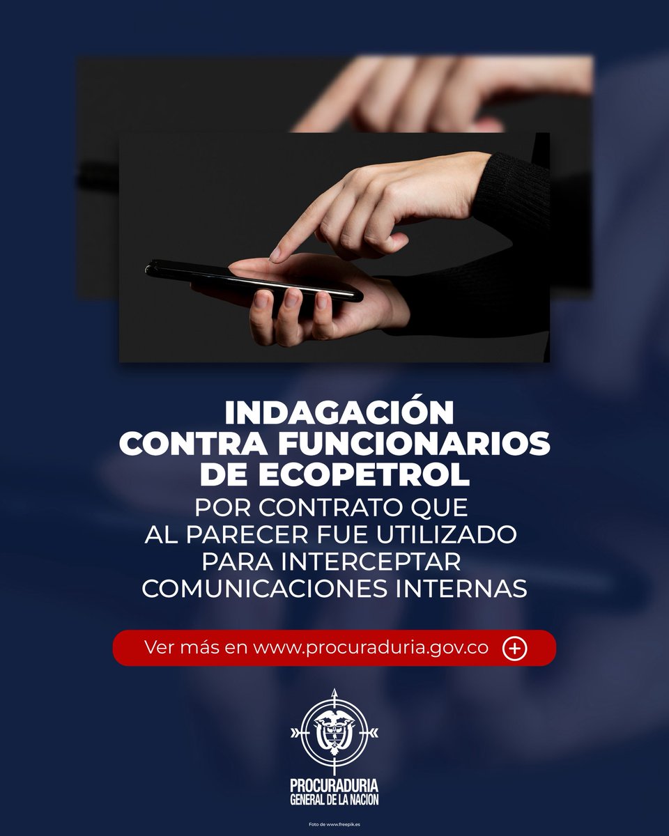 Procuraduría General de la Nación (@pgn_col) on Twitter photo La <a href="/PGN_COL/">Procuraduría General de la Nación</a> abrió indagación contra funcionarios por determinar de Ecopetrol por un contrato de consultoría, el cual fue modificado, al parecer sin autorización, como estrategia para interceptar comunicaciones internas a funcionarios de la entidad 👉 lc.cx/S4jmfr La <a href="/PGN_COL/">Procuraduría General de la Nación</a> abrió indagación contra funcionarios por determinar de Ecopetrol por un contrato de consultoría, el cual fue modificado, al parecer sin autorización, como estrategia para interceptar comunicaciones internas a funcionarios de la entidad 👉 lc.cx/S4jmfr