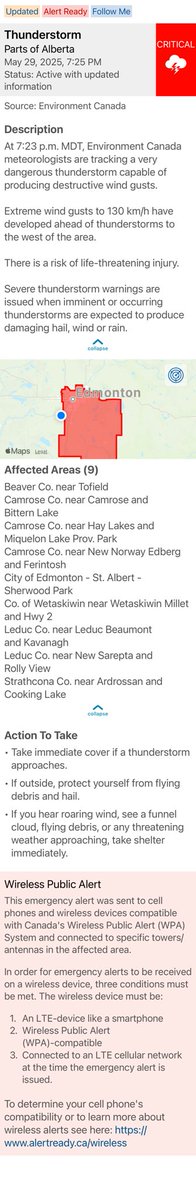 Shared: Thunderstorm Alert - Parts of Alberta alberta.ca/emergencyalert