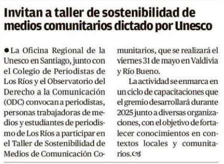 UNESCO Santiago (@unescosantiago) on Twitter photo 📰 Hoy en El Austral de #Valdivia:
La <a href="/UNESCOSantiago/">UNESCO Santiago</a> participará este sábado en el Taller de sostenibilidad de medios de comunicación comunitarios en Valdivia y Río Bueno.
📻 Buscamos fortalecer medios locales y generar propuestas de política pública. #MediosComunitarios 📰 Hoy en El Austral de #Valdivia:
La <a href="/UNESCOSantiago/">UNESCO Santiago</a> participará este sábado en el Taller de sostenibilidad de medios de comunicación comunitarios en Valdivia y Río Bueno.
📻 Buscamos fortalecer medios locales y generar propuestas de política pública. #MediosComunitarios