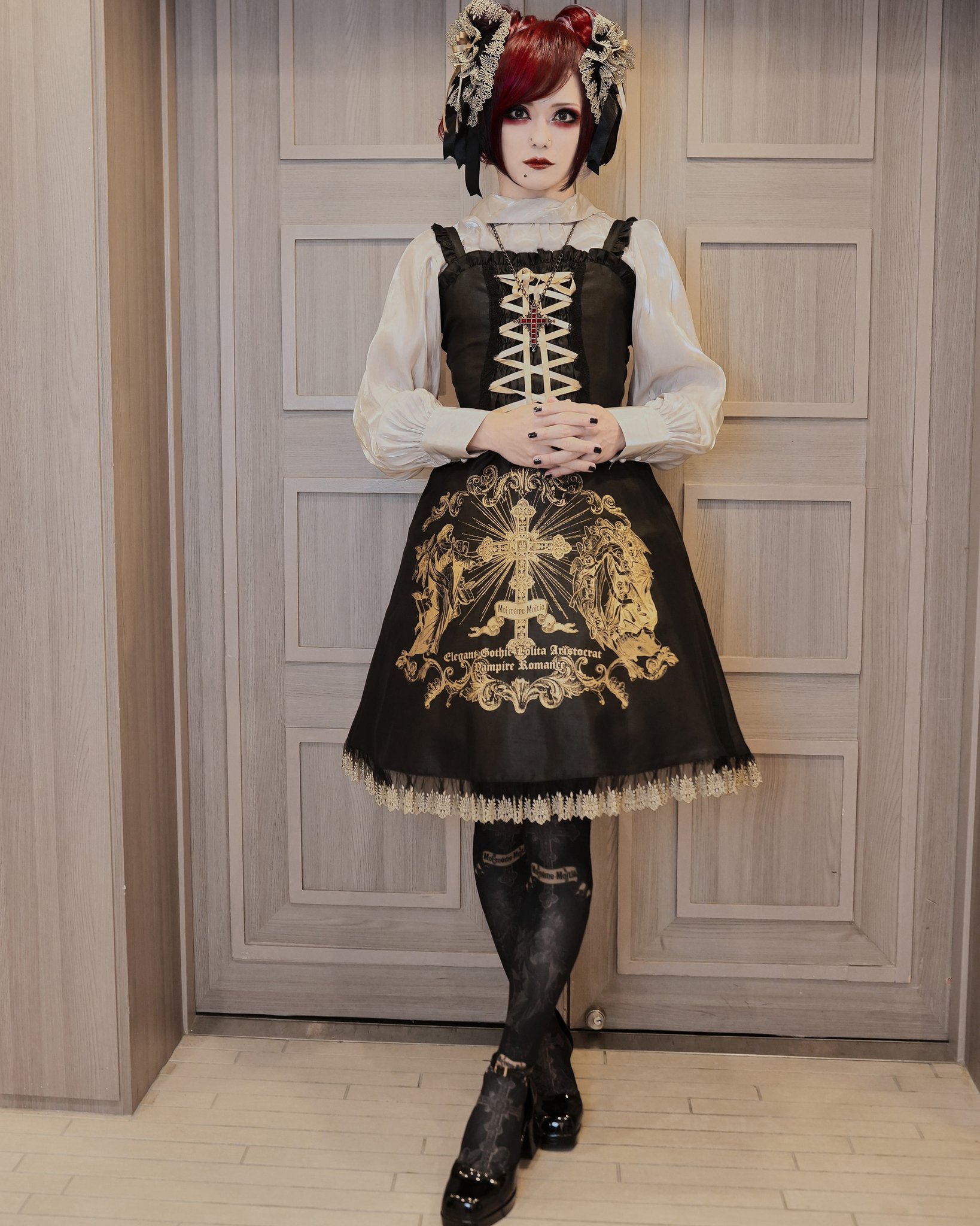 Moi-meme-Moitie ディヴァインクロススカート 2010年発売 Moi-meme-Moitie / ディヴァインクロスジャンパースカート F 黒