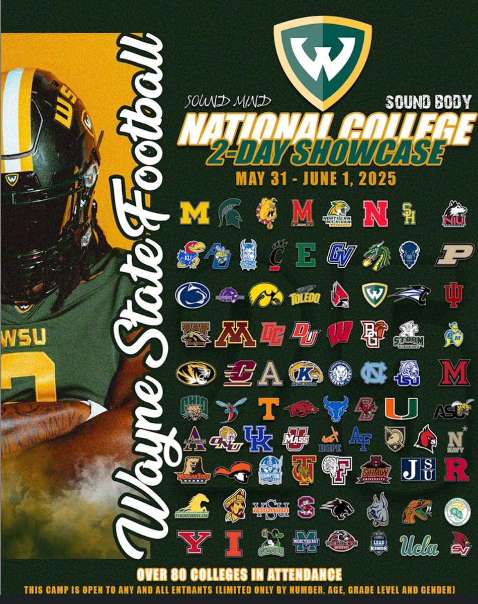 I am excited to attend the Wayne state mega showcase this weekend! <a href="/phil_jacobs16/">Coach Jacobs 🇺🇸</a> <a href="/DextIvan/">CoachIvanDext</a> <a href="/MIexposure/">Michigan exposure</a> <a href="/PrepRedzone/">Prep Redzone 🏈</a> <a href="/PrepRedzoneNext/">Prep Redzone 𝙉𝙀𝙓𝙏 🏈</a>