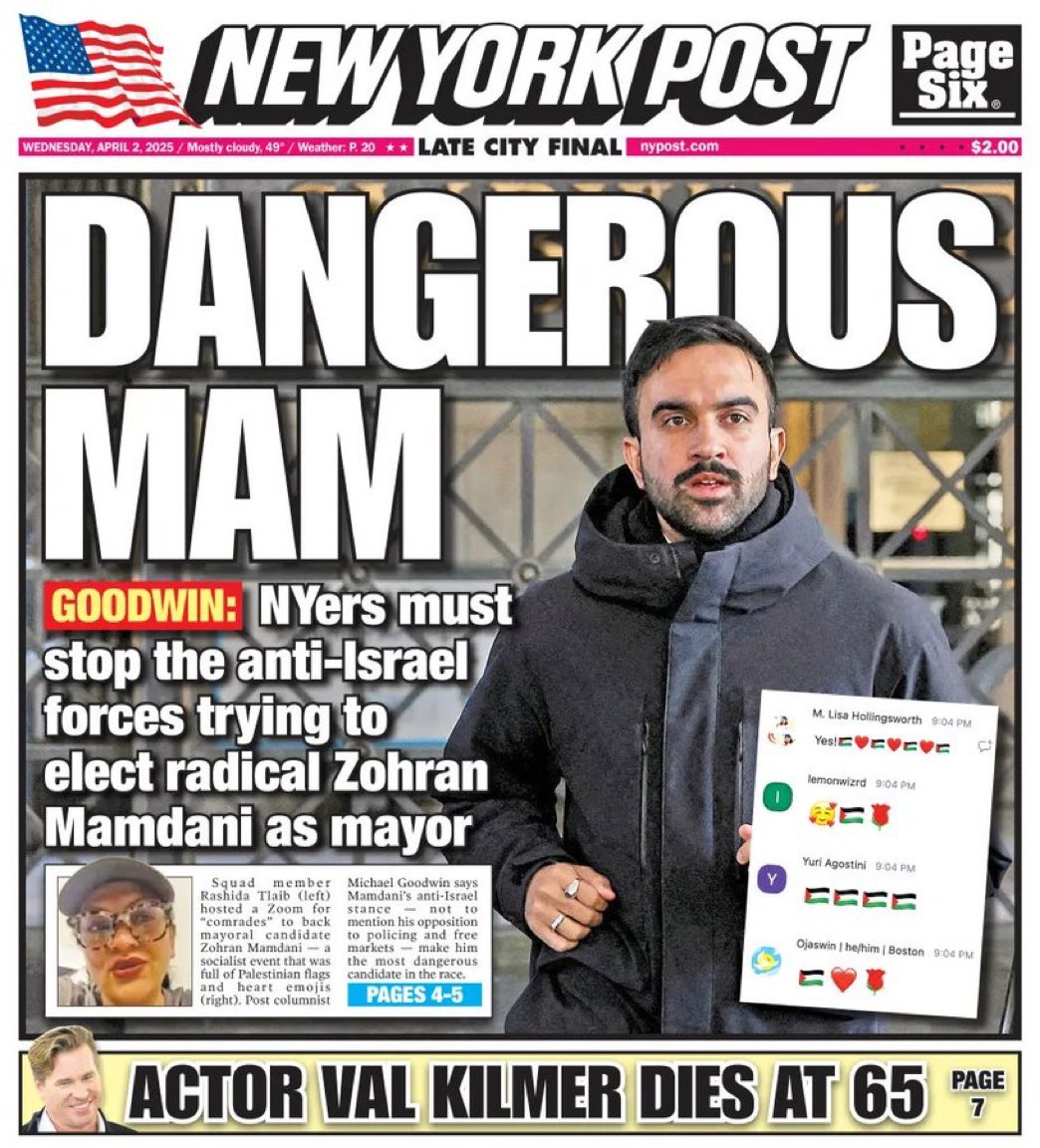 ZohranParody's tweet image. When I’m Mayor, the @nypost will be government owned and free.