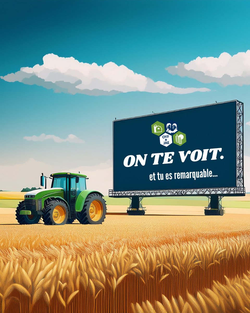 On le sait : pour capter l’attention d’un.e agriculteur.rice, faut mettre le message directement dans le champ... 😄

👀 Alors voilà :
 On te voit. Pis t’es vraiment remarquable.
Du lever au coucher du soleil, ton travail ne passe pas inaperçu.
oyfcanada.com