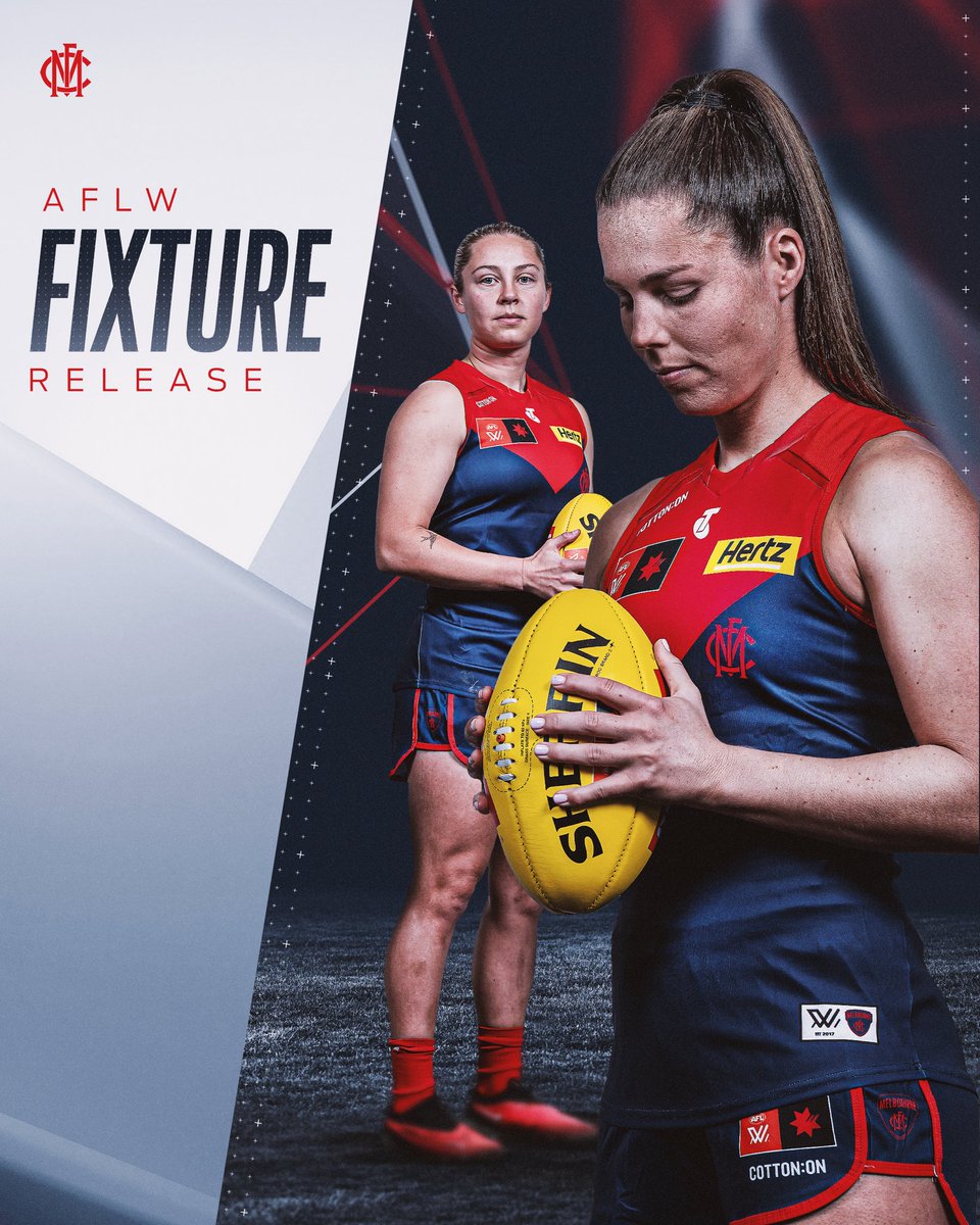 MelbourneAFLW's tweet image. Melbourne’s 2025 AFLW fixture is here. 👀 

Read more 📖 | mfcde.es/3SZmfac