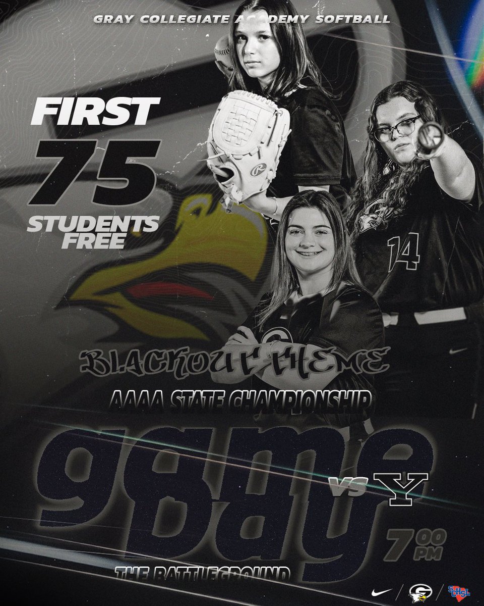 SCHSL Class 4A Softball State Championship

Our War Eagles host York Friday (5/30/25) at 7:00 pm @ the Battleground (Athletic Complex) in the decisive Game 3 of the Class 4A State Championship. 

The first 75 students to sign up will be admitted FREE 
forms.gle/rUgTUZxAjhFwnT…