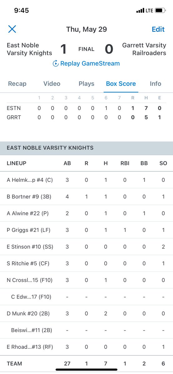 Knights win and advance to the sectional championship Saturday at 1!