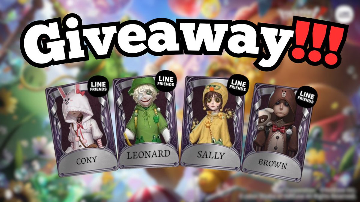 Line Friends Crossover Giveaway!! (Drawing 6/1)
Your choice of 1 (A tier) Crossover Costume!

For Entry:
🔔Follow on X and Twitch
❤️Like
🔄Retweet
💬Comment Twitch Name