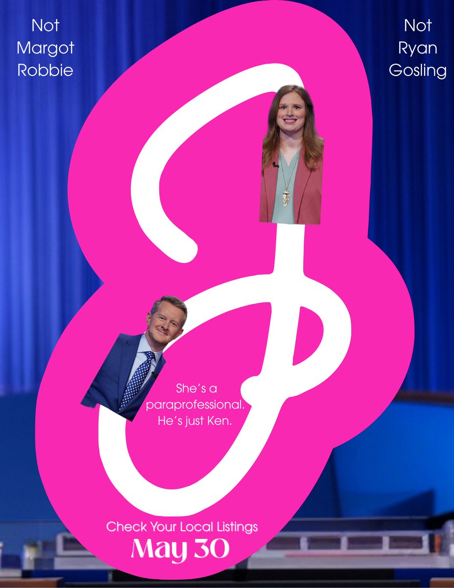 heathersighed's tweet photo. Sometimes, you get anxious about your upcoming appearance on a quiz show and you take an hour to make....this. #jeopardy @Jeopardy 

Watch Not Ryan Gosling and Not America Ferrera and Not Simu Liu compete while Not Margot Robbie hosts! https://t.co/hjxYLVjC73