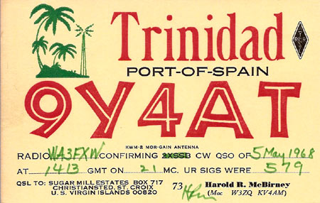 Qsl Card 1968 (Trinidad Isl.)      

#HamRadioWorld