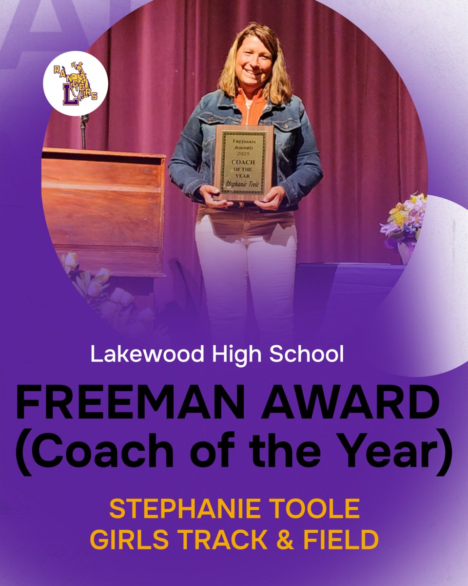 Congratulations to LHS Girls Track and Field Coach, Stephanie Toole for winning the Freeman Award, signifying the LHS Coach of the Year!!  Well deserved honor from your peers!