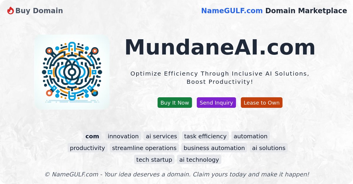 namegulf's tweet photo. Domain: https://t.co/H0uKrSZmSu

Optimize Efficiency Through Inclusive AI Solutions, Boost Productivity!

https://t.co/oXfZzhuV1c

#innovation #aiservices #taskefficiency #automation #productivity https://t.co/AjNsxz386l