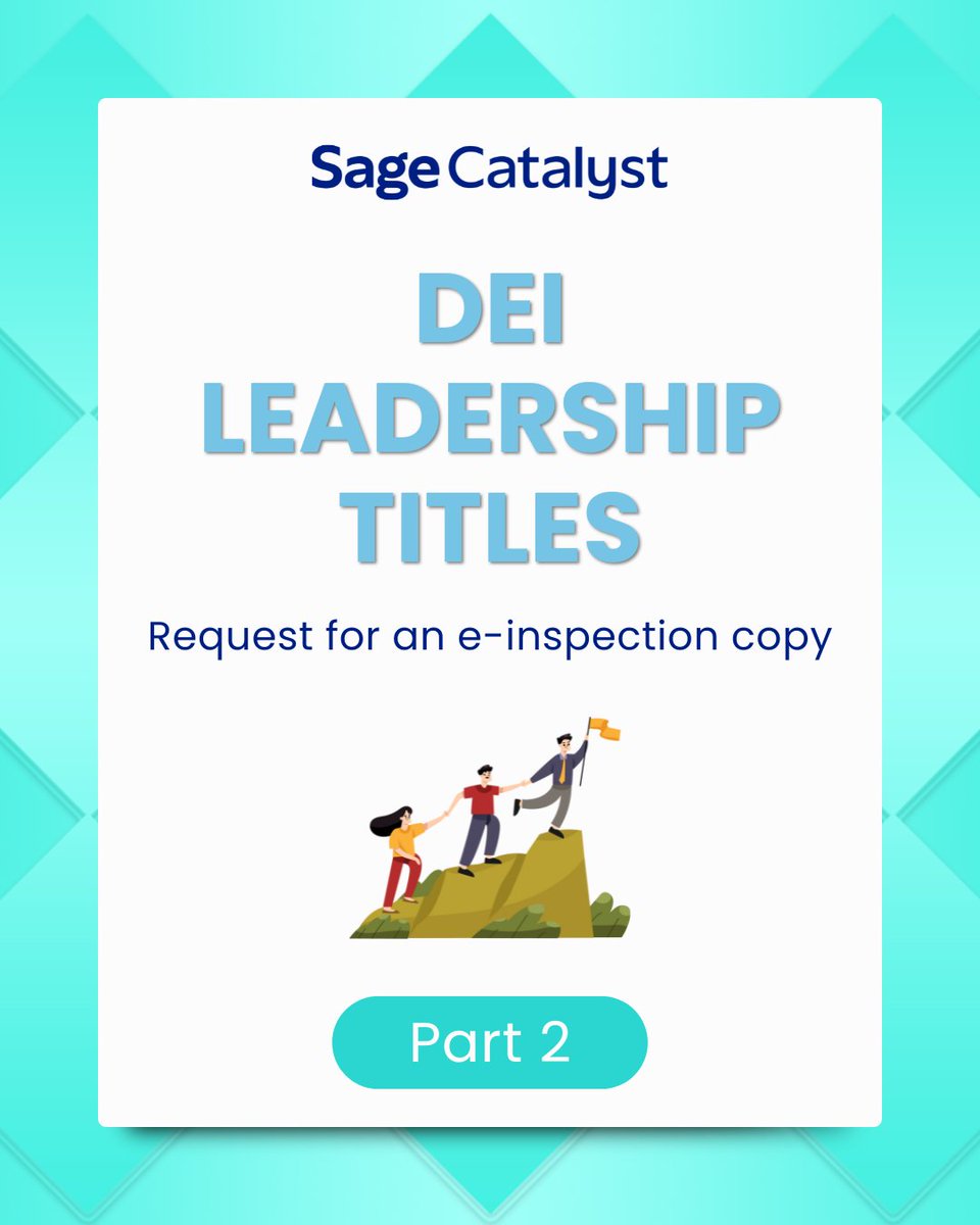 Sage_APAC's tweet image. Part 2 is here! Discover the next wave of essential DEI leadership titles from Sage. Expand your inclusive teaching toolkit and request your free e-inspection copy today. ow.ly/SkOP50VT1vY

 #DEILeadership #InclusiveExcellence #SageCatalyst #SageBooks
