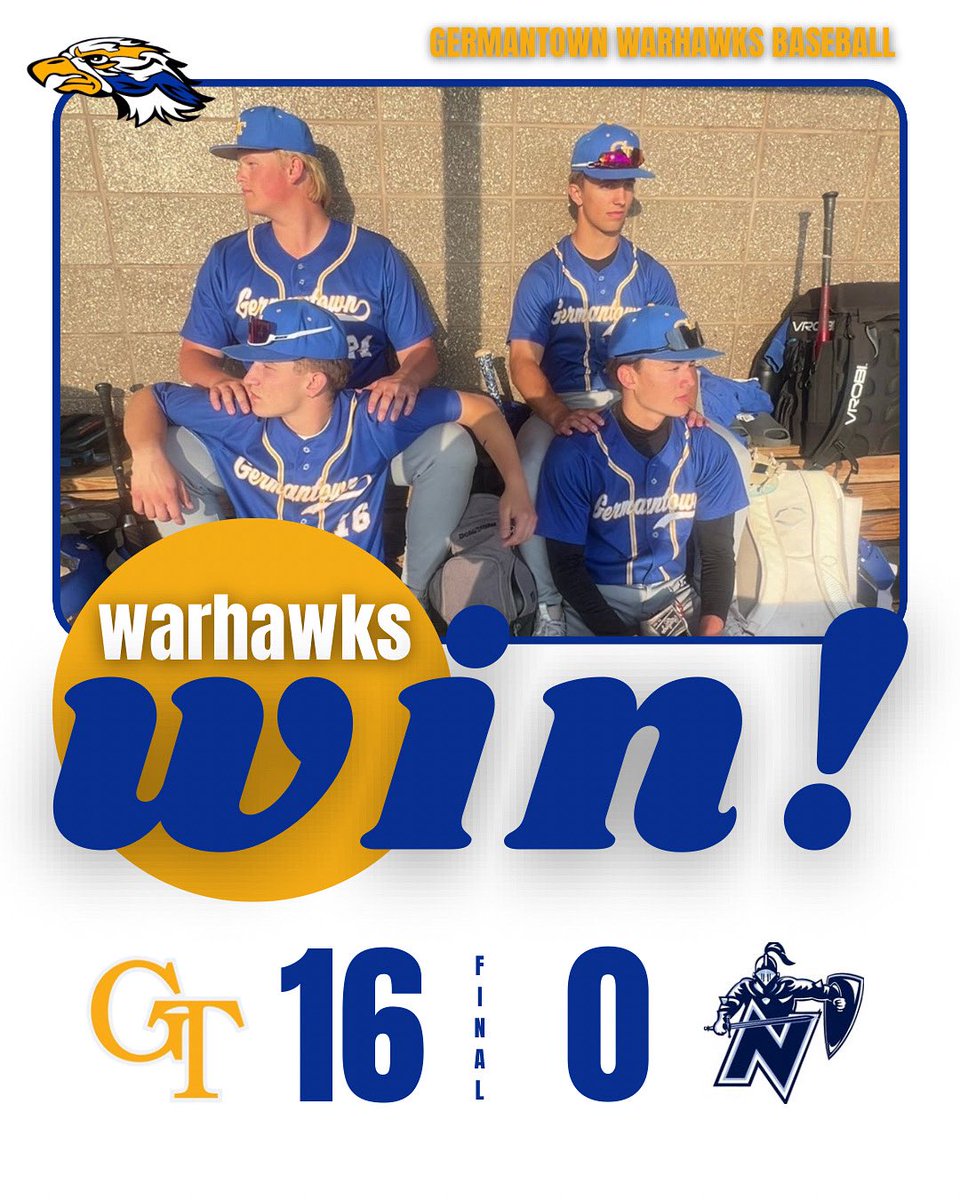Germantown Baseball (@germantownbsb) on Twitter photo The picture says it all…. 💪⚾️
Great team W by the 🦅Warhawks🦅 tonight at Maslowski Park.
Lucas with the Win. Vinny got some hits. Another Gordo Bomb 💣
Hawks scored some runs.
#HawkPride🦅⚾️
<a href="/AndySrokaPBR/">Andy Sroka</a>
<a href="/BaseballWis/">WI Baseball Coaches Association</a>
<a href="/jsonline_sports/">JSOnline - Sports</a>
<a href="/PrepBaseballWI/">Prep Baseball Wisconsin</a> The picture says it all…. 💪⚾️
Great team W by the 🦅Warhawks🦅 tonight at Maslowski Park.
Lucas with the Win. Vinny got some hits. Another Gordo Bomb 💣
Hawks scored some runs.
#HawkPride🦅⚾️
<a href="/AndySrokaPBR/">Andy Sroka</a>
<a href="/BaseballWis/">WI Baseball Coaches Association</a>
<a href="/jsonline_sports/">JSOnline - Sports</a>
<a href="/PrepBaseballWI/">Prep Baseball Wisconsin</a>