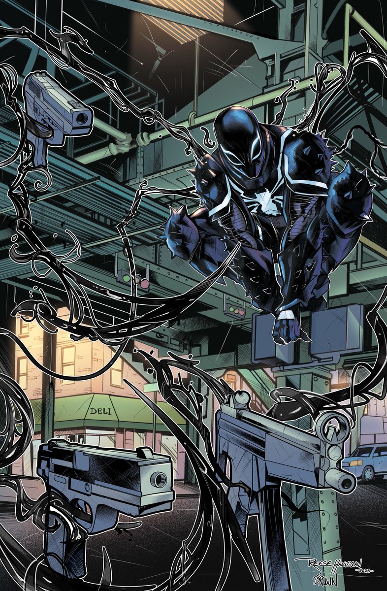 ArtOfTimBrown's tweet image. Your new favourite art team presents to you, #AgentVenom!
Drawn by THE: @Reesehannart
Colour by: Timothy C. Brown
#Marvel #Comics #Venom