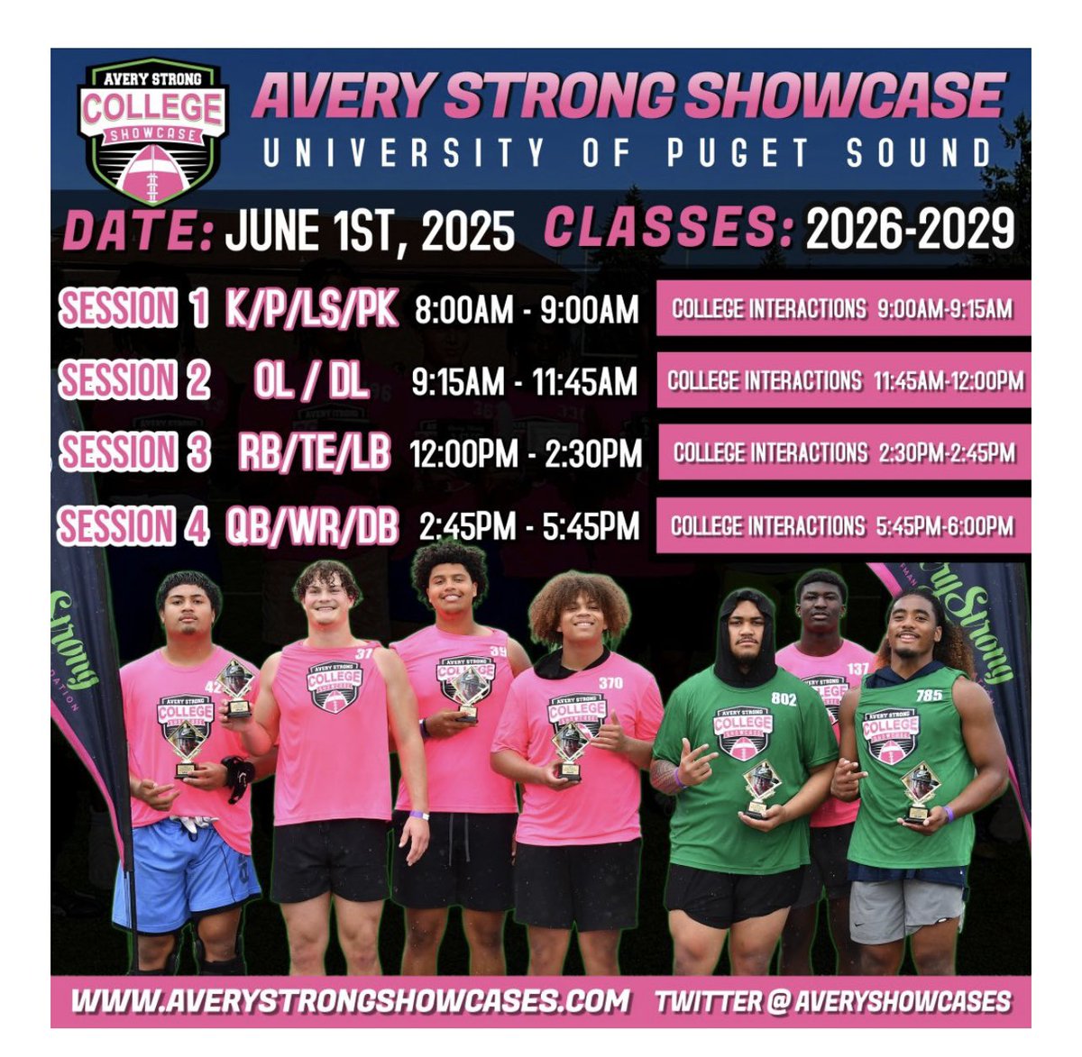 JUNE 1ST, <a href="/AveryShowcases/">Avery Strong Showcases</a> ITS ON!! <a href="/BrandonHuffman/">Brandon Huffman</a> <a href="/TFordFSP/">Tracy Ford</a> <a href="/CoachKevinJone4/">Coach Kevin Jones</a> <a href="/TheDBRoom206/">THE DB ROOM</a> <a href="/coach_achantler/">Aaron Chantler</a> <a href="/ahstrojanfball/">AHS Trojan Football</a> <a href="/247Sports/">247Sports</a>