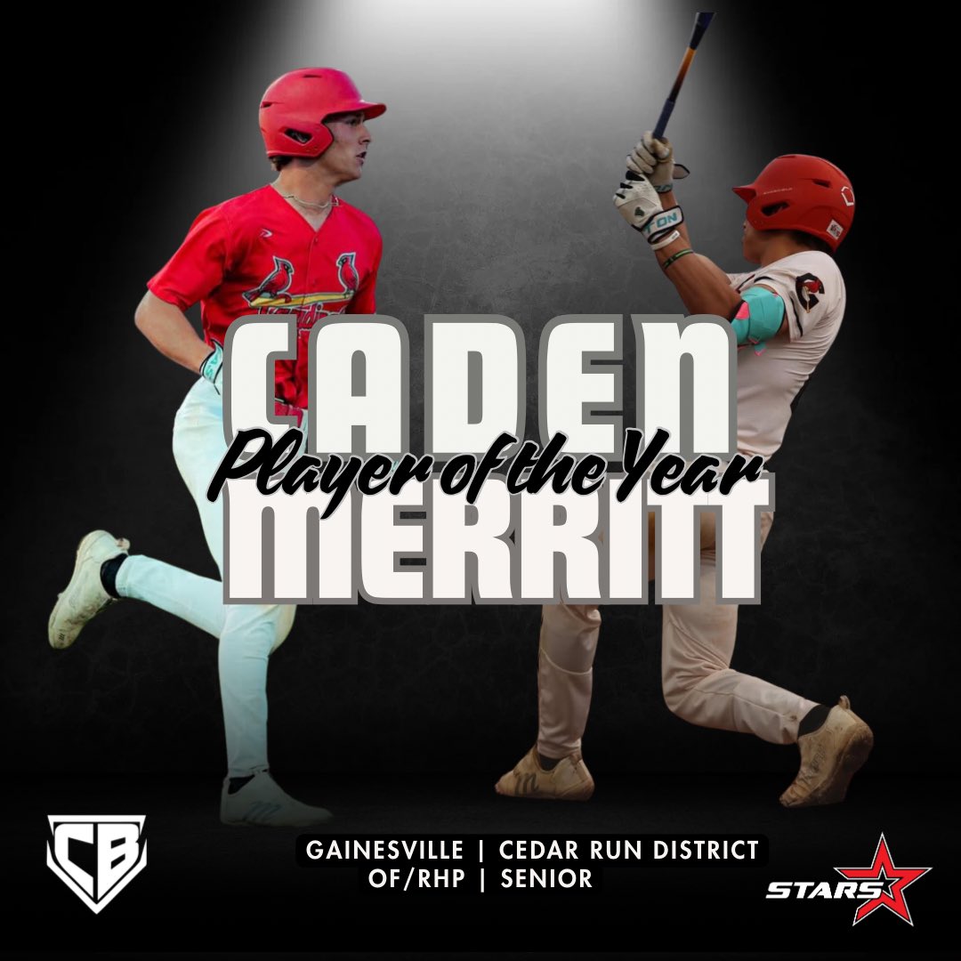 STARS Baseball (@starsbaseballva) on Twitter photo Congratulations to Caden Merritt (<a href="/MerrittCaden/">Caden Merritt</a>) โ Cedar Run District Player of the Year! ๐ฅ๐ Well earned! ๐ซก
<a href="/athletesaddict/">Athlete's Addiction</a> <a href="/colangelobasbll/">colangelobaseball</a> <a href="/G_villeBaseball/">Gainesville Baseball</a> <a href="/PrepBaseballVA/">Prep Baseball Virginia/DC</a> <a href="/VarsityVirgini1/">Virginia Varsity Baseball</a> Congratulations to Caden Merritt (<a href="/MerrittCaden/">Caden Merritt</a>) โ Cedar Run District Player of the Year! ๐ฅ๐ Well earned! ๐ซก
<a href="/athletesaddict/">Athlete's Addiction</a> <a href="/colangelobasbll/">colangelobaseball</a> <a href="/G_villeBaseball/">Gainesville Baseball</a> <a href="/PrepBaseballVA/">Prep Baseball Virginia/DC</a> <a href="/VarsityVirgini1/">Virginia Varsity Baseball</a>