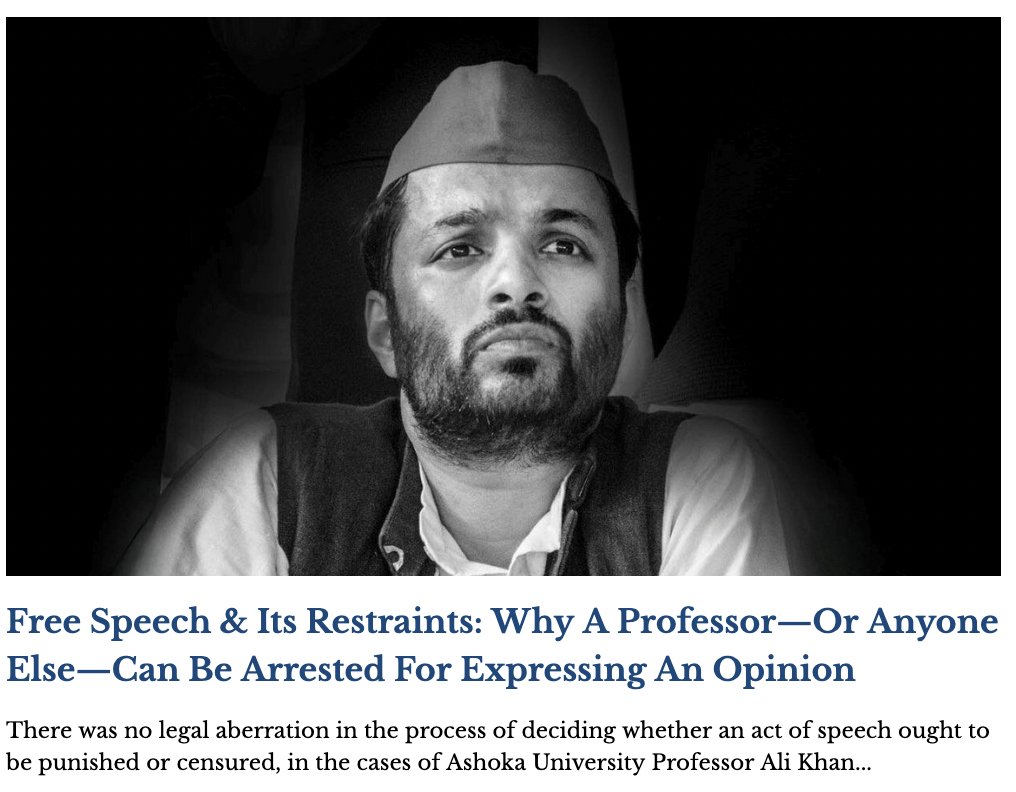 Betwa Sharma (@betwasharma) on Twitter photo Indian free speech law operates not by privileging the exercise of the right by citizens, but by privileging its restriction by the State, lawyer <a href="/abhinavsekhri10/">Abhinav Sekhri</a> writes on why professor <a href="/Mahmudabad/">Ali Khan Mahmudabad</a> or anyone else can be arrested for expressing an opinion article-14.com/post/free-spee… Indian free speech law operates not by privileging the exercise of the right by citizens, but by privileging its restriction by the State, lawyer <a href="/abhinavsekhri10/">Abhinav Sekhri</a> writes on why professor <a href="/Mahmudabad/">Ali Khan Mahmudabad</a> or anyone else can be arrested for expressing an opinion article-14.com/post/free-spee…