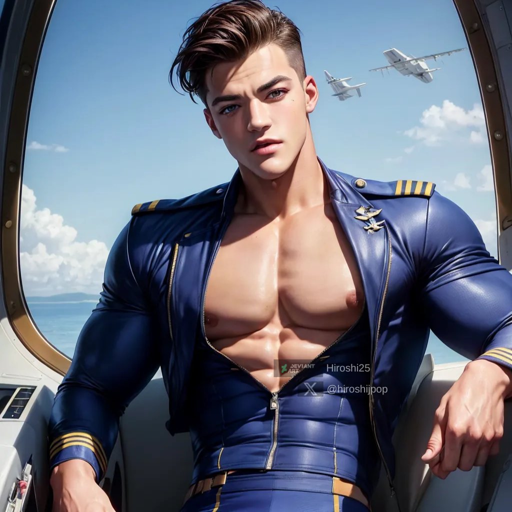 Let Grayson Dolan, as a sexy Pilot, take you up into the sky! The limits are endless!
deviantart.com/hiroshi25
#GraysonDolan #hunk #pilot #AI #AIart