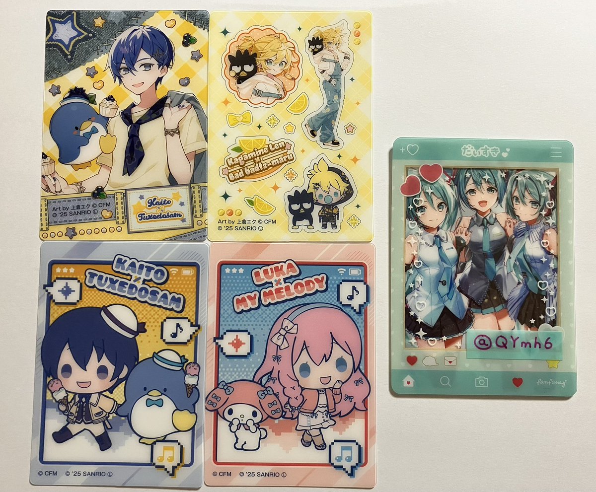 QYmh6's tweet photo. 【交換】ファミリーマート ファミマ 初音ミク ピアプロキャラクターズ サンリオコラボ クリアカード

譲▶︎KAITO 鏡音レン 巡音ルカ

求▶︎同種 初音ミク(画像2枚目)

等身⇔デフォルメのような種類違いの交換は❌
同じ種類での郵送交換のみです。

検索からお気軽にお声掛けください🙏 https://t.co/xXoCchNWwD