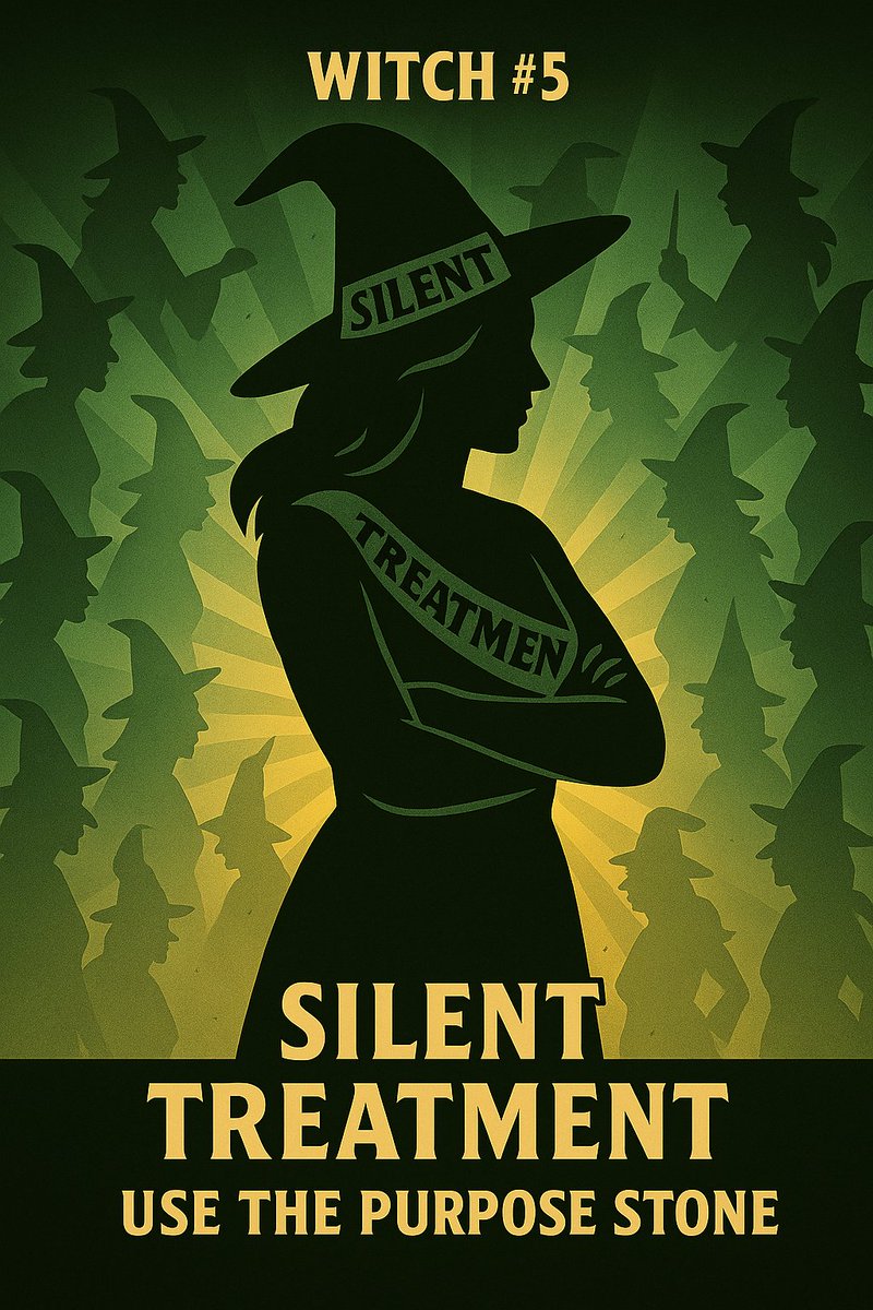 The Autonomy Gauntlet: The Hex Patrol - Witch #5: Silent Treatment – The Withdrawer (Mistress of Absence).

Powers: A Hex Patrol witch who punishes and controls through absence and emotional coldness.

Toxicity: 9/10 (1/10 when PURPOSE stone activated).